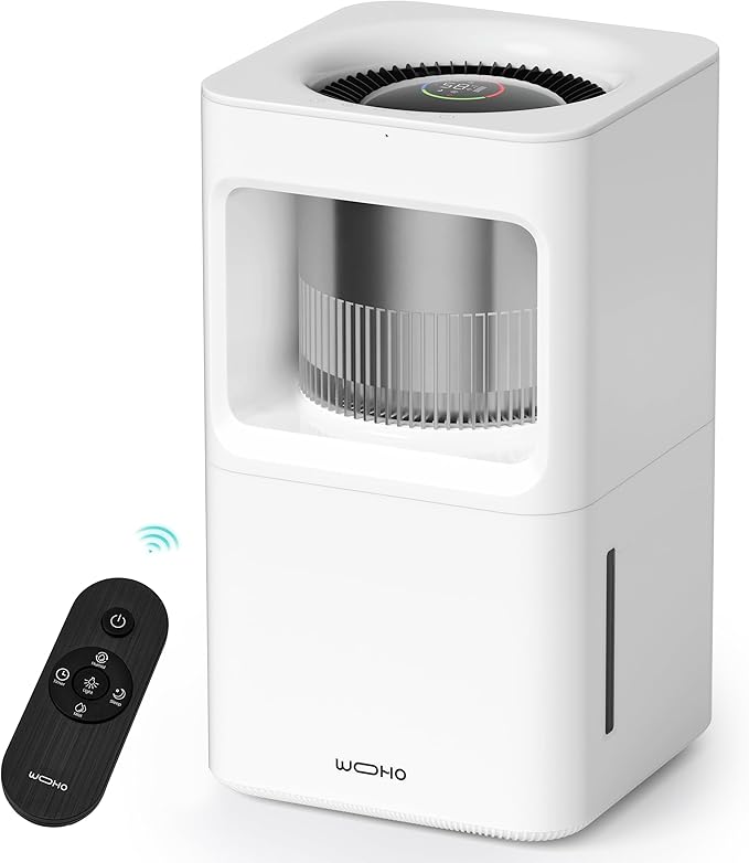 Zelngo Evaporative Humidifier for Bedroom, 2.11Gal/8L Quiet Humidifiers Large Room with SleepyTime, Aroma Diffuser, 6 Speeds, Top Fill, No White Dust, Auto Off Humidifier for Baby Nursery Home Office