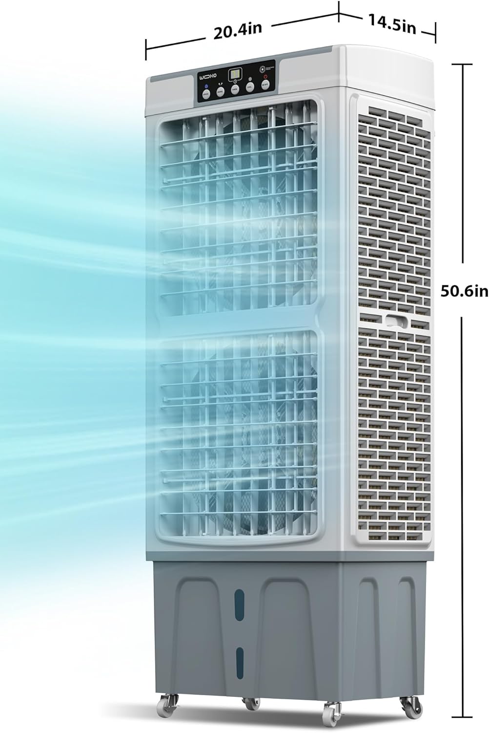 Zelngo 5000 CFM Portable Swamp Cooler, 50" Evaporative Air Cooler with 9.3 Gal Water Tank, 100°Oscillation Large Air Cooler with Remote Control, 24H Timer 3 Speeds, 2 Ice Pack for Outdoor Indoor