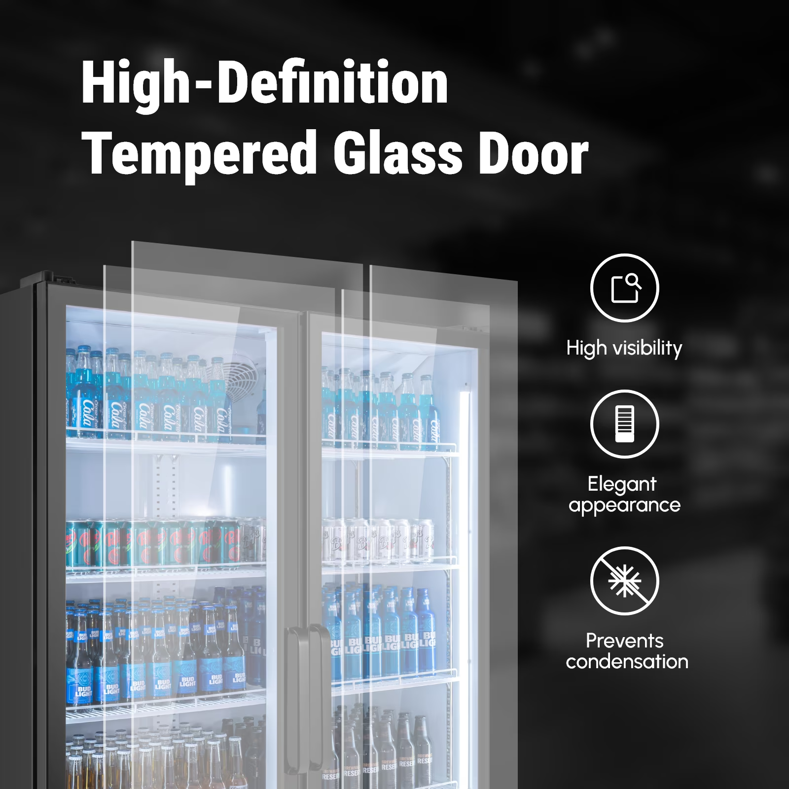 Empire Huize 37.79 Cu. Ft Commercial Refrigerator,1100 Cans Merchandiser Refrigerator with LED Light & Door Lock