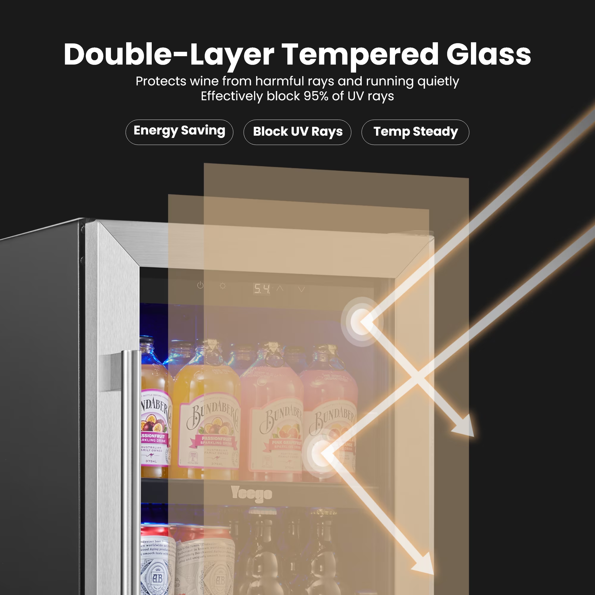 Yeego 80 Cans Beverage Refrigerator, Stainless Steel & Built-in