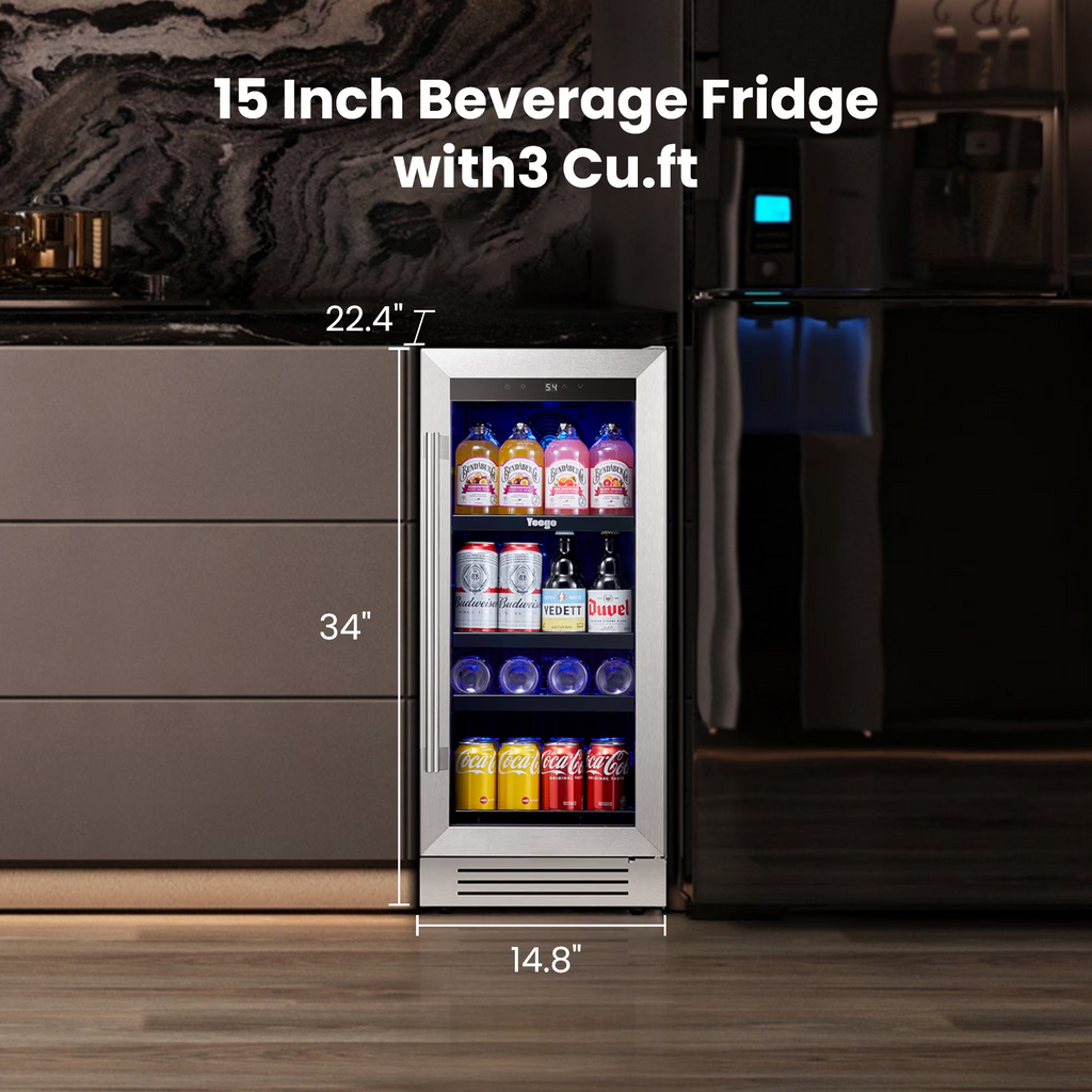 Yeego 80 Cans Beverage Refrigerator, Stainless Steel & Built-in